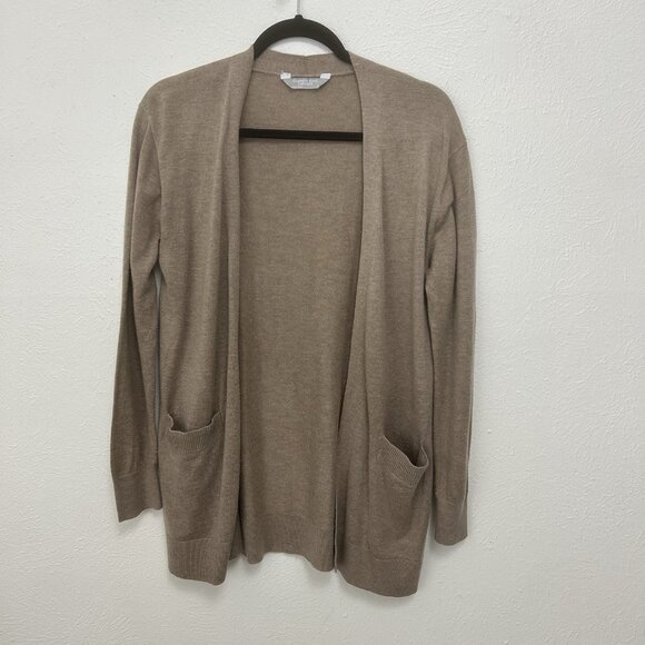 Members Mark Cashmere Blend Womens Cardigan Sz S Open Front Relaxed Oatmeal Tan - Picture 1 of 9